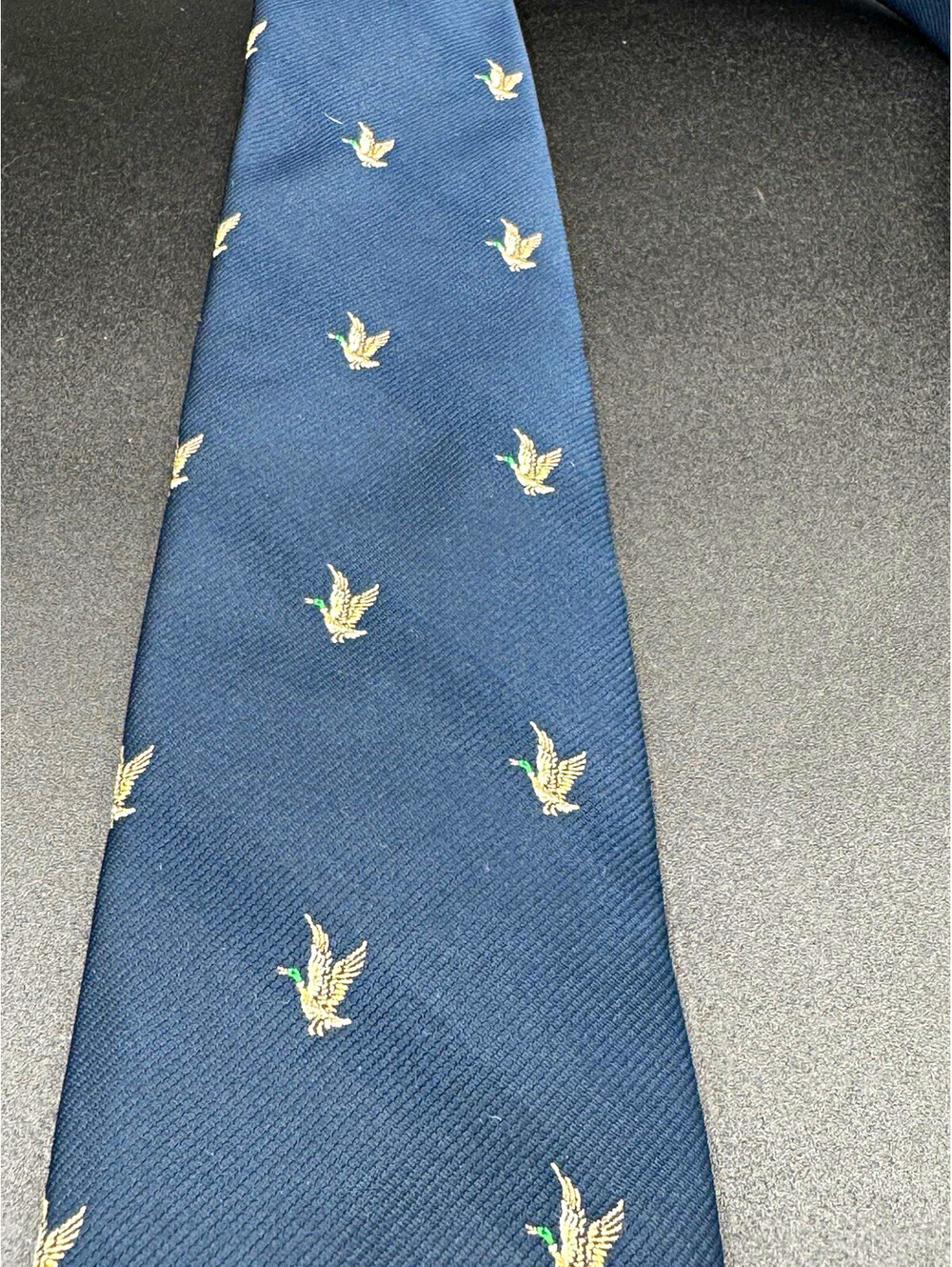 Vintage Bristol Bay Mallard Duck Tie Navy Hunting Novelty 56” x 3”